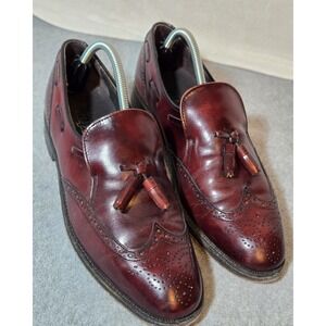 Dexter Burgundy Leather Loafers Tassel Brogue Mens Sz 9.5N USA Leather Vintage